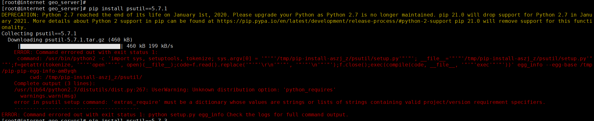 python安装的时候出现python setup.py egg_info Check the logs for full command output